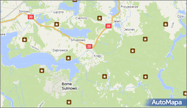 mapa Krągi, Krągi na mapie Targeo