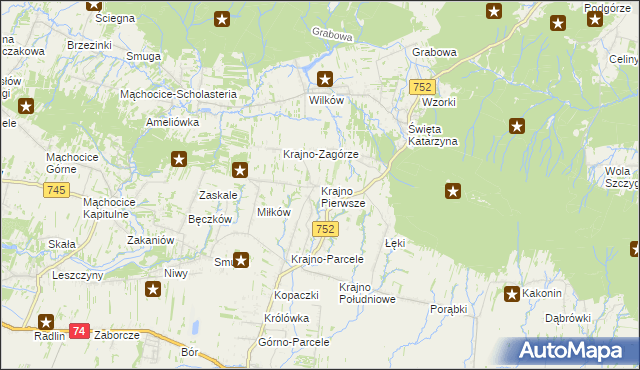 mapa Krajno Pierwsze, Krajno Pierwsze na mapie Targeo