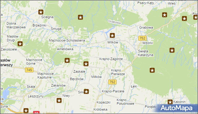 mapa Krajno-Zagórze, Krajno-Zagórze na mapie Targeo