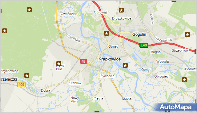 mapa Krapkowice, Krapkowice na mapie Targeo