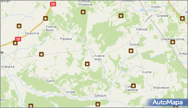 mapa Krasna Wieś, Krasna Wieś na mapie Targeo