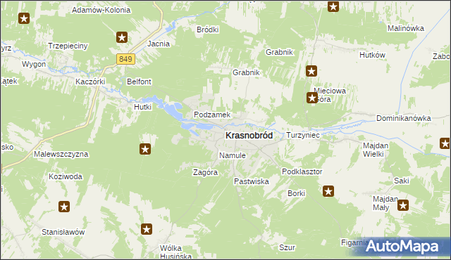 mapa Krasnobród, Krasnobród na mapie Targeo