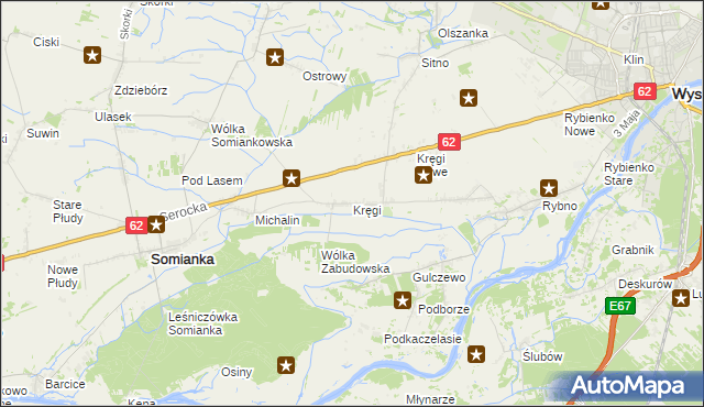mapa Kręgi gmina Somianka, Kręgi gmina Somianka na mapie Targeo