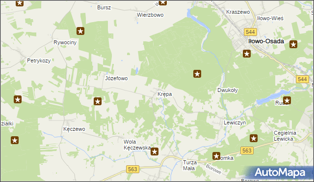 mapa Krępa gmina Lipowiec Kościelny, Krępa gmina Lipowiec Kościelny na mapie Targeo