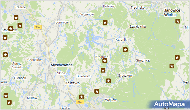 mapa Krogulec gmina Mysłakowice, Krogulec gmina Mysłakowice na mapie Targeo