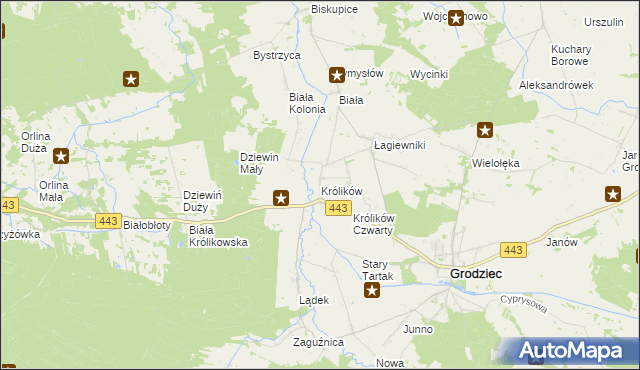 mapa Królików, Królików na mapie Targeo