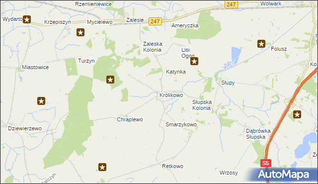 mapa Królikowo gmina Szubin, Królikowo gmina Szubin na mapie Targeo