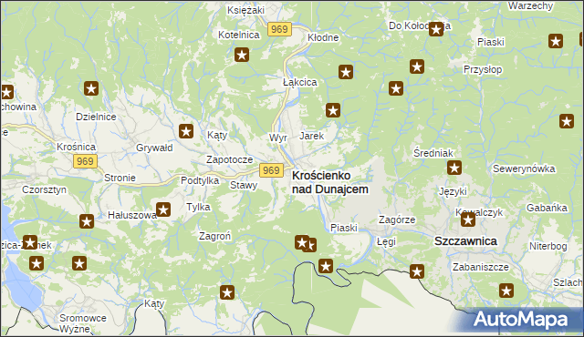 mapa Krościenko nad Dunajcem, Krościenko nad Dunajcem na mapie Targeo