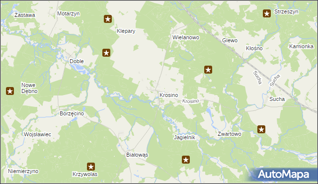 mapa Krosino gmina Grzmiąca, Krosino gmina Grzmiąca na mapie Targeo