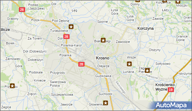 mapa Krosna, Krosno na mapie Targeo