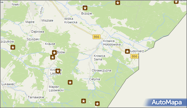 mapa Krowica Sama, Krowica Sama na mapie Targeo