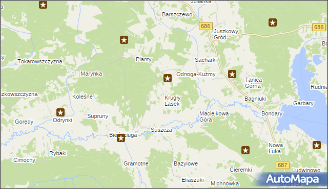 mapa Krugły Lasek, Krugły Lasek na mapie Targeo