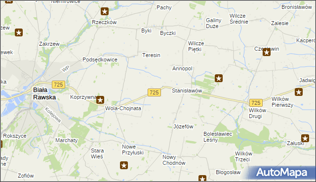 mapa Krukówka gmina Biała Rawska, Krukówka gmina Biała Rawska na mapie Targeo