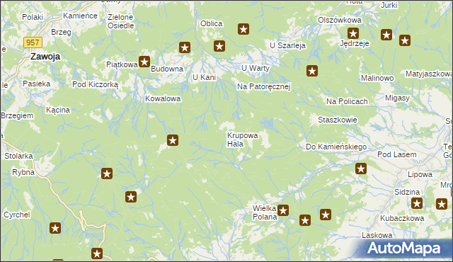 mapa Krupowa Hala, Krupowa Hala na mapie Targeo