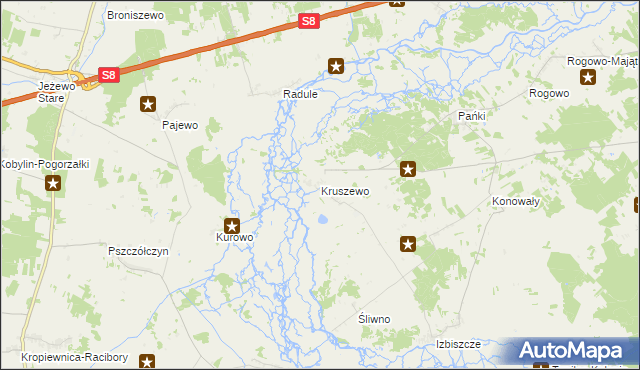 mapa Kruszewo gmina Choroszcz, Kruszewo gmina Choroszcz na mapie Targeo