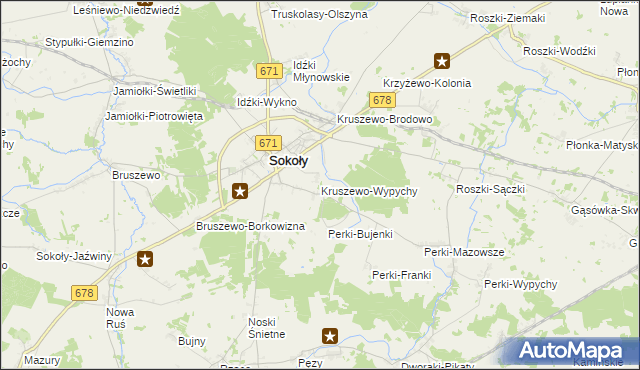 mapa Kruszewo-Wypychy, Kruszewo-Wypychy na mapie Targeo