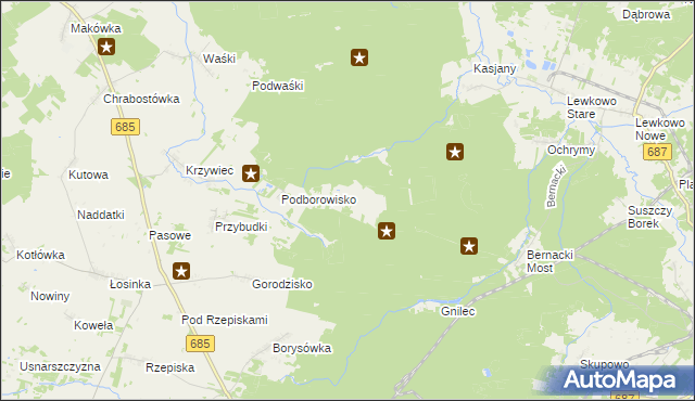 mapa Krynica gmina Narewka, Krynica gmina Narewka na mapie Targeo