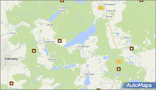 mapa Krzemień gmina Dobrzany, Krzemień gmina Dobrzany na mapie Targeo