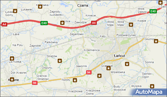 mapa Krzemienica gmina Czarna, Krzemienica gmina Czarna na mapie Targeo