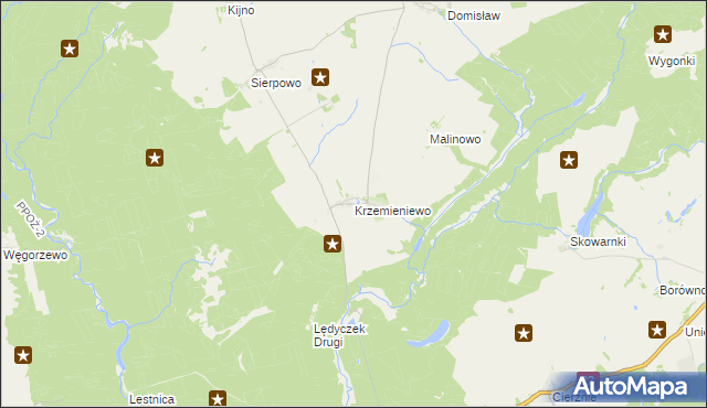 mapa Krzemieniewo gmina Czarne, Krzemieniewo gmina Czarne na mapie Targeo