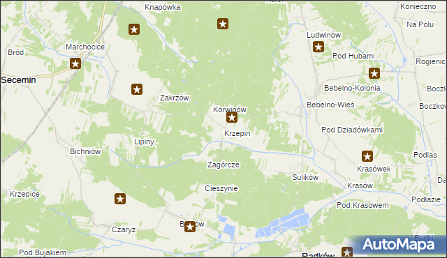 mapa Krzepin, Krzepin na mapie Targeo