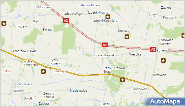 mapa Krzesk-Majątek, Krzesk-Majątek na mapie Targeo