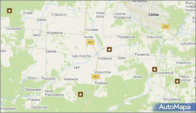 mapa Krześlów, Krześlów na mapie Targeo