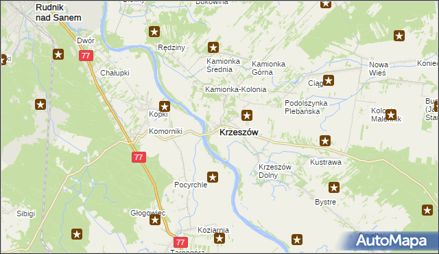 mapa Krzeszów powiat niżański, Krzeszów powiat niżański na mapie Targeo