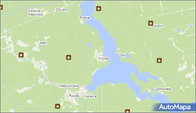 mapa Krzyże gmina Ruciane-Nida, Krzyże gmina Ruciane-Nida na mapie Targeo