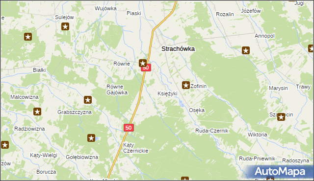 mapa Księżyki, Księżyki na mapie Targeo