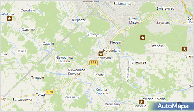 mapa Księżyno, Księżyno na mapie Targeo