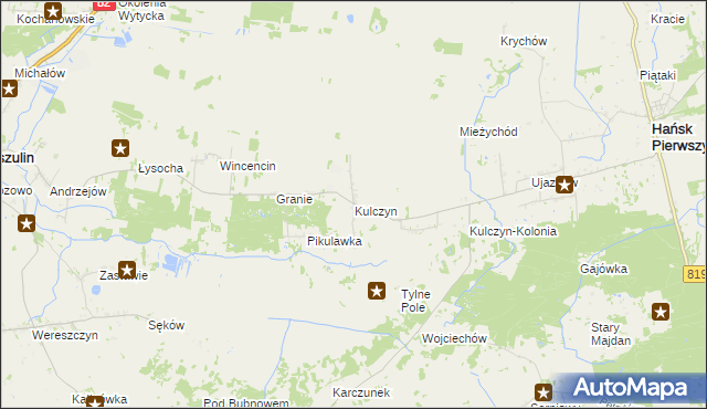mapa Kulczyn gmina Hańsk, Kulczyn gmina Hańsk na mapie Targeo