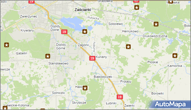 mapa Kuriany gmina Zabłudów, Kuriany gmina Zabłudów na mapie Targeo