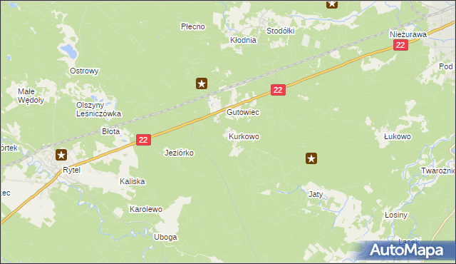 mapa Kurkowo gmina Czersk, Kurkowo gmina Czersk na mapie Targeo