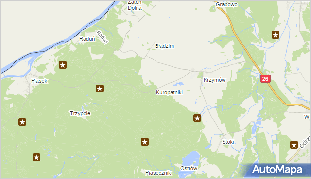 mapa Kuropatniki, Kuropatniki na mapie Targeo