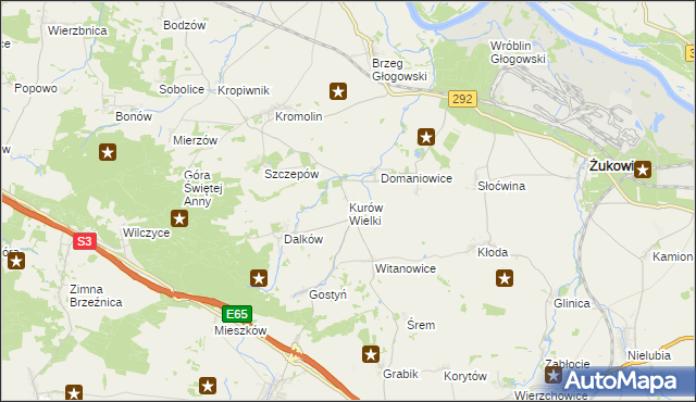 mapa Kurów Wielki, Kurów Wielki na mapie Targeo