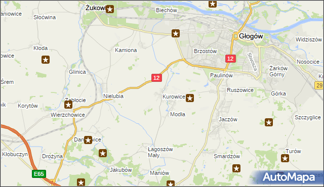 mapa Kurowice gmina Jerzmanowa, Kurowice gmina Jerzmanowa na mapie Targeo