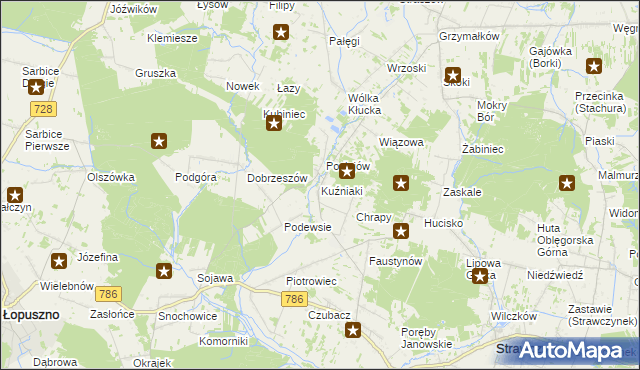 mapa Kuźniaki, Kuźniaki na mapie Targeo