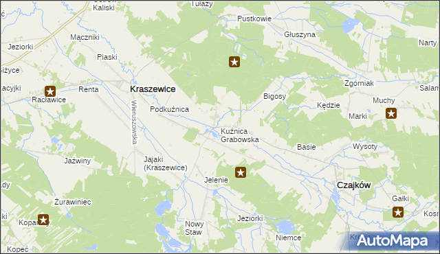 mapa Kuźnica Grabowska, Kuźnica Grabowska na mapie Targeo