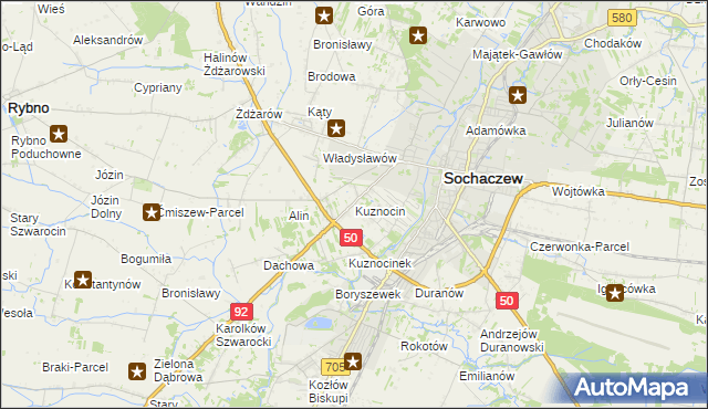 mapa Kuznocin gmina Sochaczew, Kuznocin gmina Sochaczew na mapie Targeo
