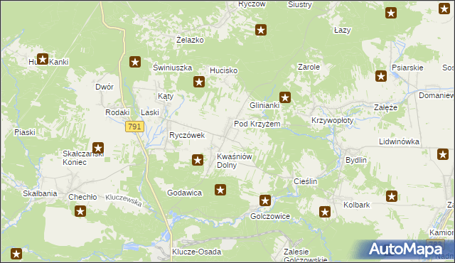 mapa Kwaśniów Górny, Kwaśniów Górny na mapie Targeo