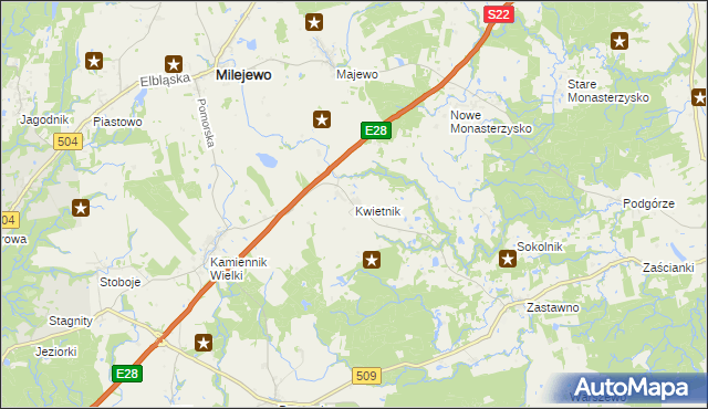 mapa Kwietnik, Kwietnik na mapie Targeo