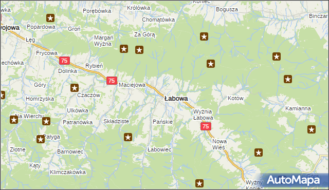 mapa Łabowa, Łabowa na mapie Targeo