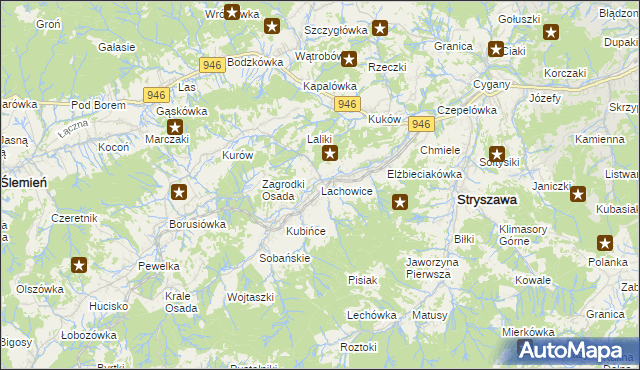 mapa Lachowice, Lachowice na mapie Targeo