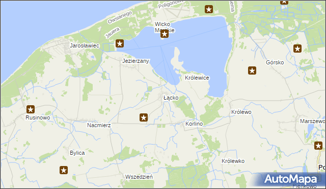 mapa Łącko gmina Postomino, Łącko gmina Postomino na mapie Targeo