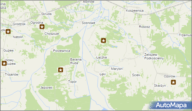 mapa Łączka gmina Kotuń, Łączka gmina Kotuń na mapie Targeo