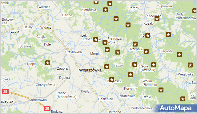 mapa Łączki Jagiellońskie, Łączki Jagiellońskie na mapie Targeo