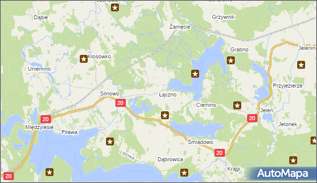 mapa Łączno gmina Borne Sulinowo, Łączno gmina Borne Sulinowo na mapie Targeo