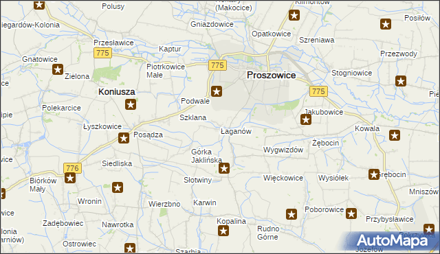 mapa Łaganów, Łaganów na mapie Targeo