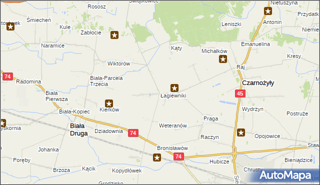 mapa Łagiewniki gmina Czarnożyły, Łagiewniki gmina Czarnożyły na mapie Targeo